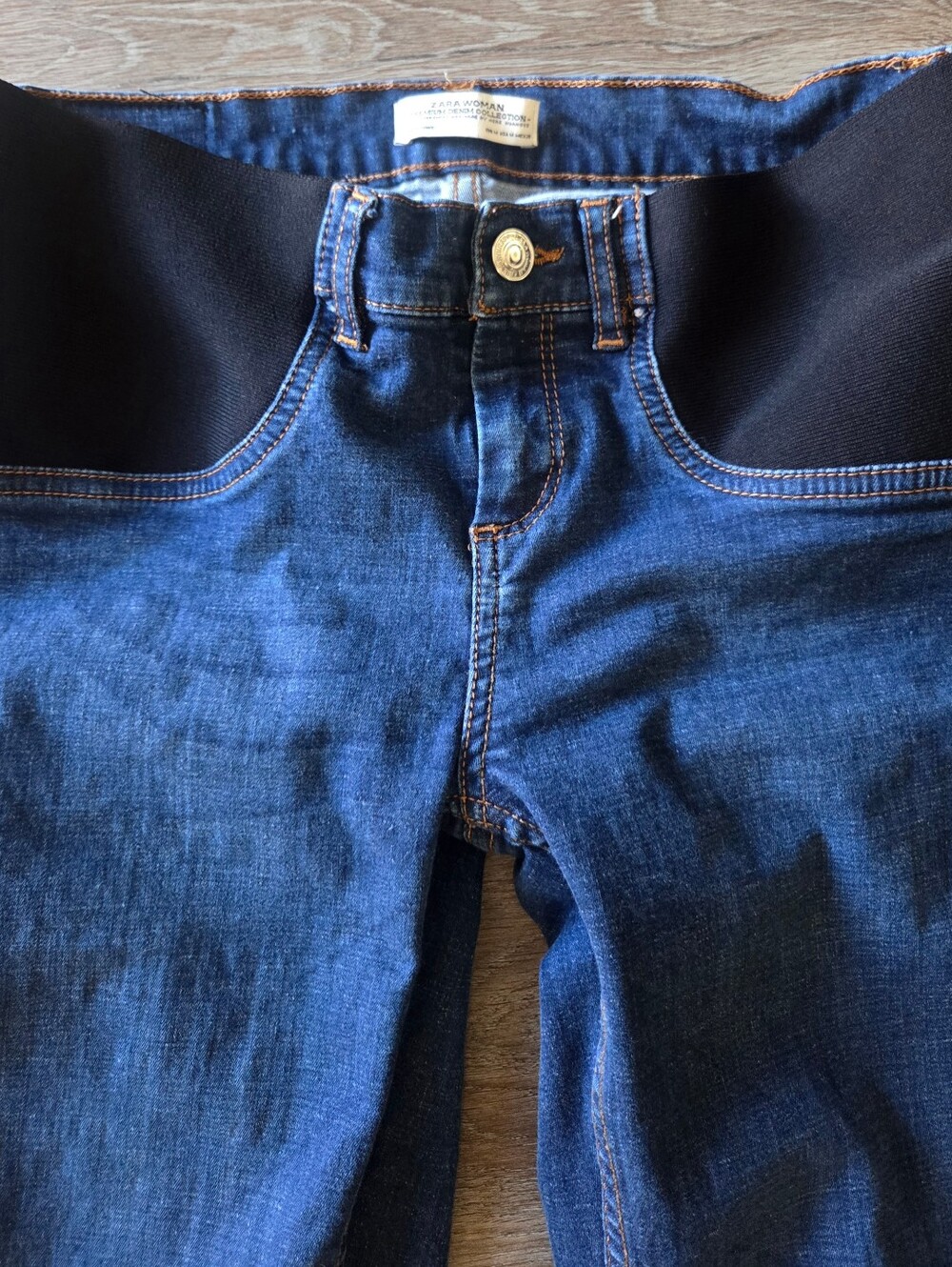 Zara Maternity Side Panel Skinny Jeans Dark Wash Stretch Denim Size 25 - Picture 3 of 13